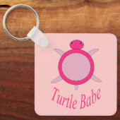 Aardige Roze Schildpad Babe Op Maat Sleutelhanger (Voorkant)