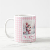 Aardige Roze Sneeuwman Mok Cozy Kerst Scene (Links)