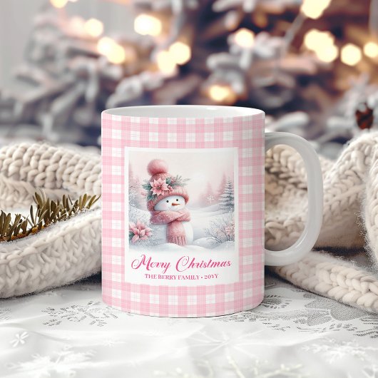 Aardige Roze Sneeuwman Mok Cozy Kerst Scene
