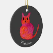 Aardige roze speelse kat aquarel illustratie keramisch ornament (Rechts)