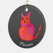 Aardige roze speelse kat aquarel illustratie keramisch ornament (Links)