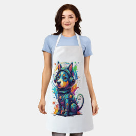 Aardige ruimte pup in een retro astronautenpak schort