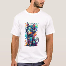 Aardige ruimte pup in een retro astronautenpak