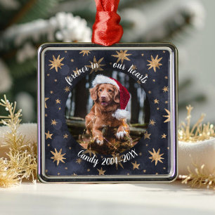 Aardige Rustieke Dierenherdenking Aangepaste Foto Metalen Ornament