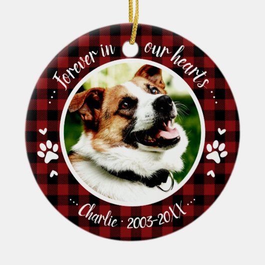 Aardige Rustieke Hond Dierenherdenking Aangepaste  Keramisch Ornament (Voorkant)