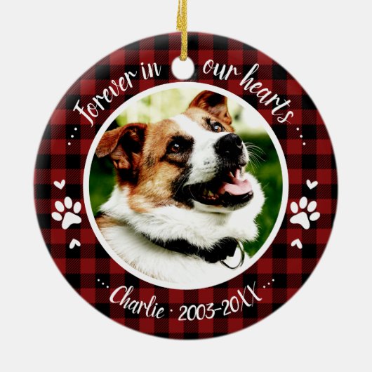 Aardige Rustieke Hond Dierenherdenking Aangepaste  Keramisch Ornament (Achterkant)