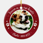 Aardige Rustieke Hond Dierenherdenking Aangepaste Keramisch Ornament (Achterkant)