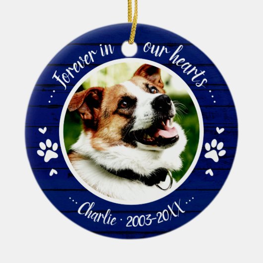 Aardige Rustieke Hond Hondenherdenking Aangepaste Keramisch Ornament (Voorkant)