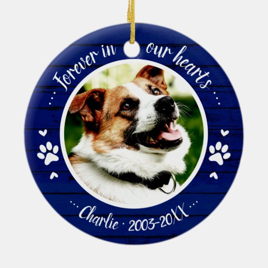 Aardige Rustieke Hond Hondenherdenking Aangepaste Keramisch Ornament (Achterkant)