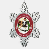 Aardige Rustieke Hond Hondenherdenking Op Maat Gem Tin Sneeuwvlok Ornament (Rechts)
