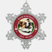 Aardige Rustieke Hond Hondenherdenking Op Maat Gem Tin Sneeuwvlok Ornament (Voorkant)