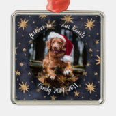 Aardige Rustieke Huisdierherdenking Aangepaste Fot Metalen Ornament (Voorkant)