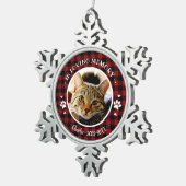 Aardige Rustieke Kat Dierbare Herdenking Aangepast Tin Sneeuwvlok Ornament (Rechts)