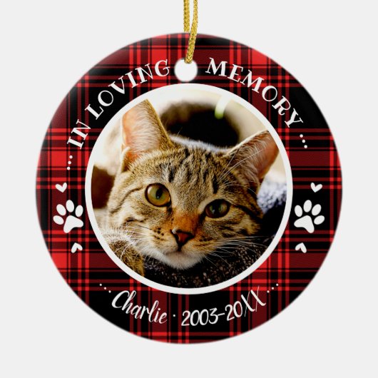 Aardige Rustieke Kat Dierenherdenking Aangepaste F Keramisch Ornament (Voorkant)