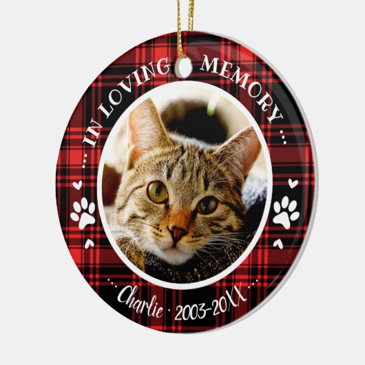 Aardige Rustieke Kat Dierenherdenking Aangepaste F Keramisch Ornament (Links)