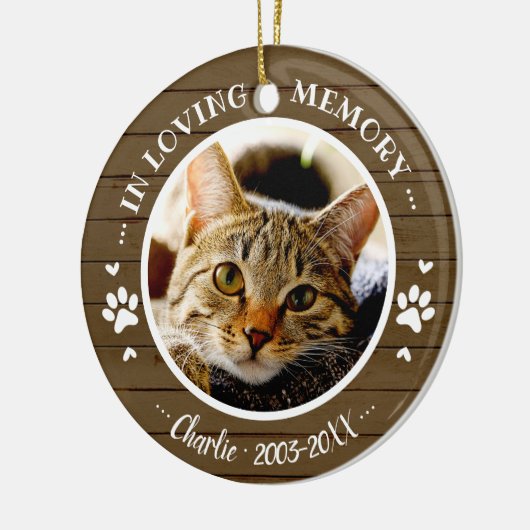 Aardige Rustieke Kat Dierenherdenking Aangepaste F Keramisch Ornament (Links)