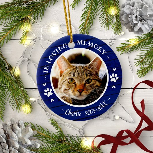 Aardige Rustieke Kat Dierenherdenking Aangepaste F Keramisch Ornament