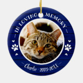 Aardige Rustieke Kat Dierenherdenking Aangepaste F Keramisch Ornament (Achterkant)
