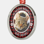 Aardige Rustieke Kat Dierenherdenking Aangepaste F Metalen Ornament (Links)