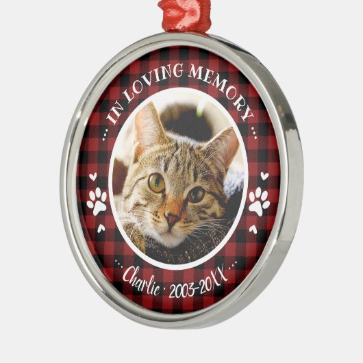 Aardige Rustieke Kat Dierenherdenking Aangepaste F Metalen Ornament (Links)