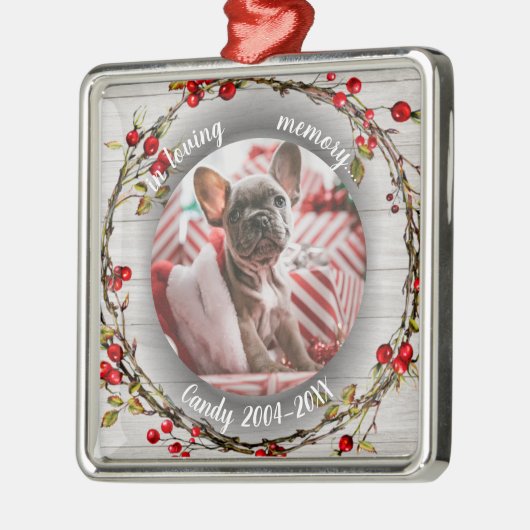 Aardige Rustieke Kat Dierenherdenking Aangepaste F Metalen Ornament (Links)