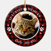 Aardige Rustieke Kat Huisdier Herdenking Aangepast Keramisch Ornament (Achterkant)