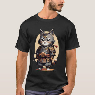 Aardige samoeraikat in traditionele wapenrusting v t-shirt