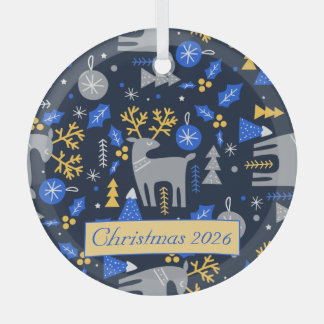 Aardige Scandinavische kerststijl blauw op maat Glas Ornament