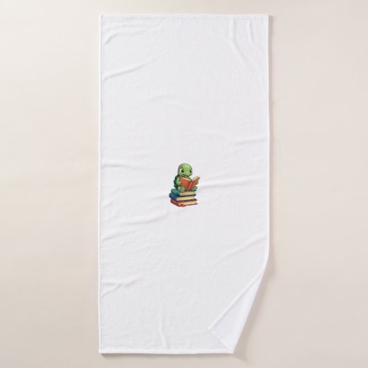 Aardige Schildpad Leest Boeken (3) Badhanddoek (Badhanddoek)