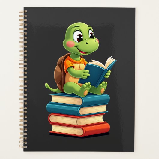 Aardige Schildpad Leest Boeken (4) Planner (Voorkant)