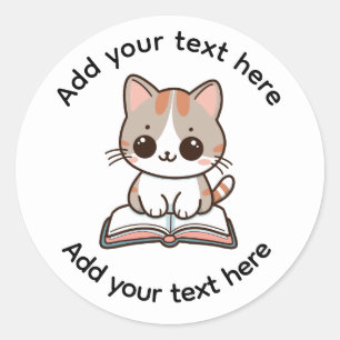 Aardige Schotse Kat Die Een Boek Leest Custom Ronde Sticker