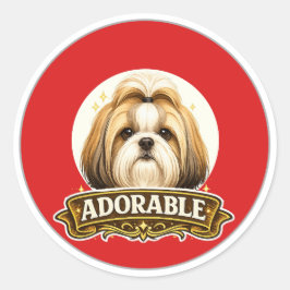 Aardige Shih Tzu-hond Vintage Badge Ronde Sticker
