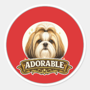 Aardige Shih Tzu-hond Vintage Badge Ronde Sticker