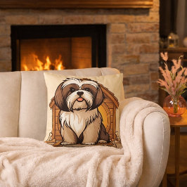 Aardige Shih Tzu-hondenhuis-cartoons Kussen