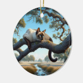 Aardige Siamese Kat Aandenken Keramisch Ornament (Links)