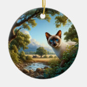 Aardige Siamese Kat Aandenken Keramisch Ornament (Voorkant)