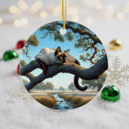 Aardige Siamese Kat Aandenken Keramisch Ornament