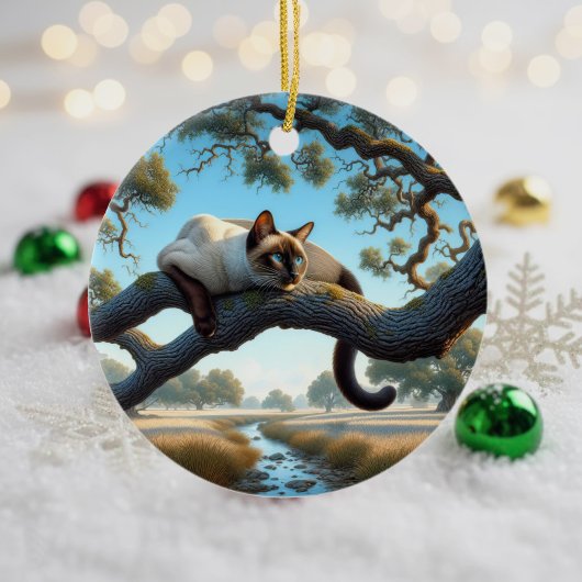 Aardige Siamese Kat Aandenken Keramisch Ornament