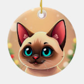 Aardige Siamese Kat met Kerstversiering Keramisch Ornament (Achterkant)