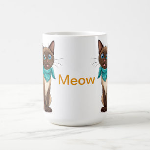 Aardige Siamese Kat Met Turquoise Sjaal Koffiemok