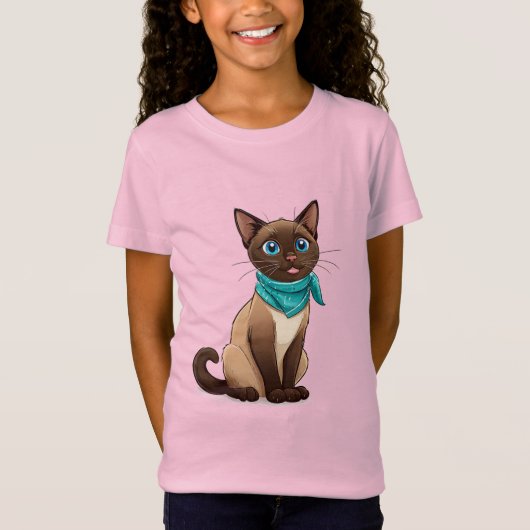 Aardige Siamese Kat Met Turquoise Sjaal T-shirt (Voorkant)