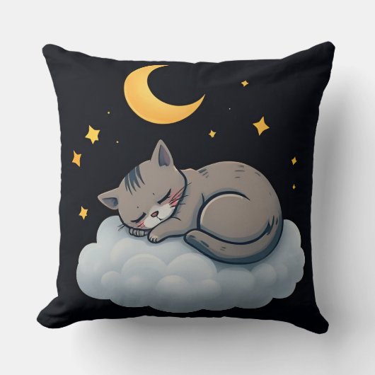 Aardige Slaande Kat op een Wolk Kussen (Voorkant)