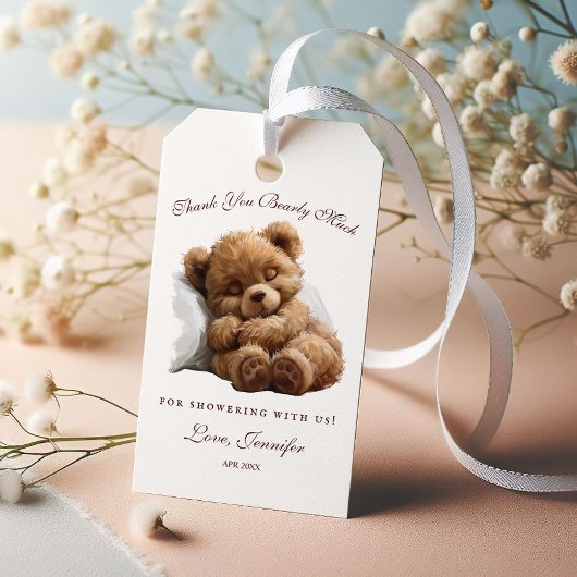Aardige Slaap Teddybeer Dank Je Gift Tag Cadeaulabel