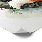 Aardige slapende vos nest waterkleur illustratie poster (Hoek)