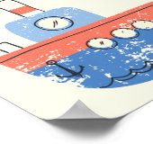 Aardige sleepboot rode blauwe illustratie naam op poster (Hoek)