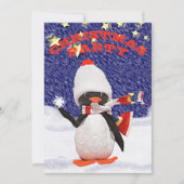 Aardige Sneeuwige Kerst Pinguïn Paradijs Kaart (Voorkant)