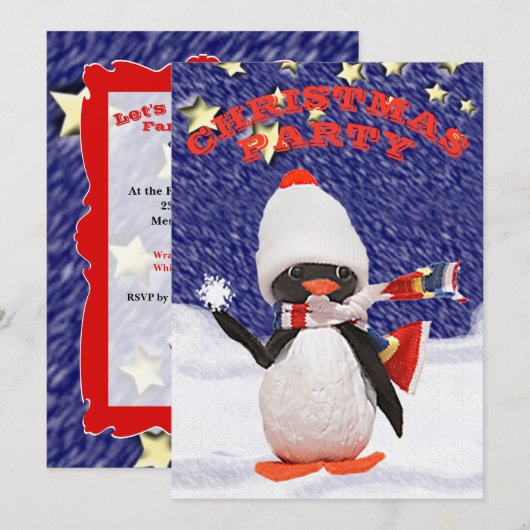 Aardige Sneeuwige Kerst Pinguïn Paradijs Kaart (Voorkant / Achterkant)