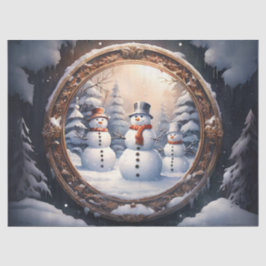 Aardige Sneeuwman Familie in Winter Wonderland Dec Tissuepapier