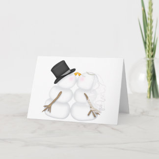 Aardige Sneeuwman Kussend Koppel Feestdagen Kaart