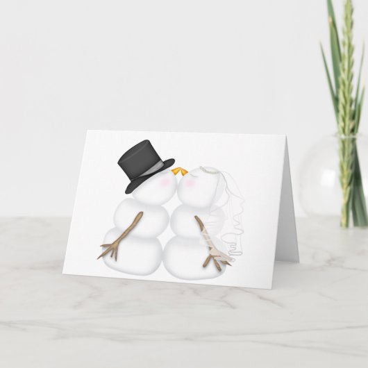 Aardige Sneeuwman Kussend Koppel Feestdagen Kaart (Voorkant)